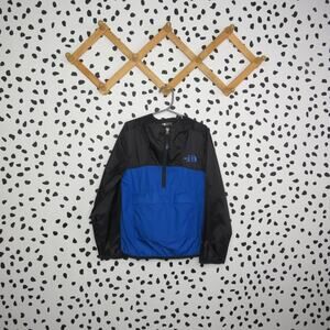 The North Face Black/Blue Color Block Boys Packable Hooded Windbreaker Jacket